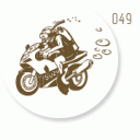 Logbuchstempel Taucher auf Motorrad