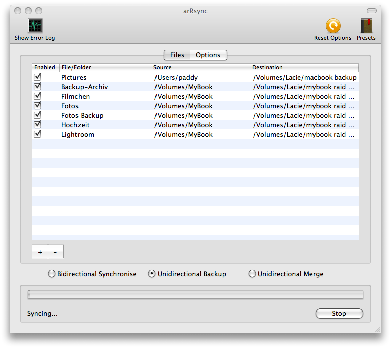 Festplatten für Backup synchronisieren mit Rsync auf Mac OS X